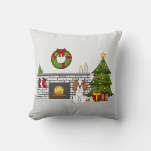 Blenheim Cavalier Dog In A Festive Christmas Room Cushion