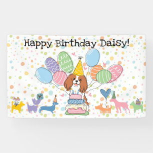 Blenheim Cavalier King Charles Spaniel Birthday Banner