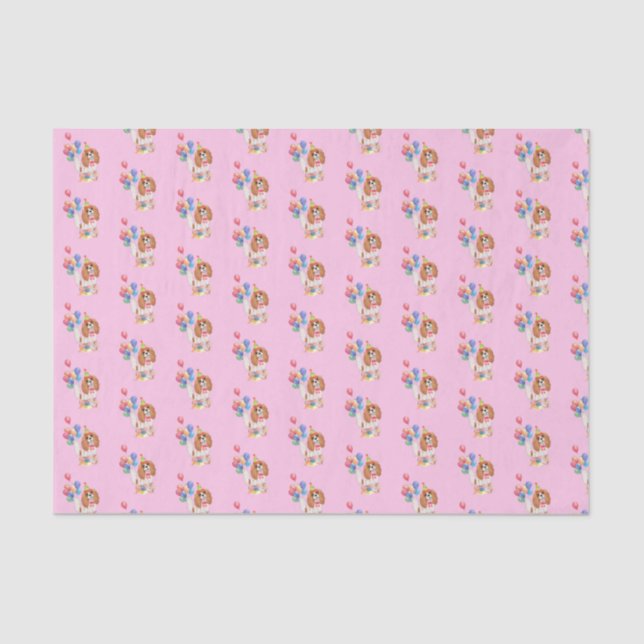 Blenheim Cavalier King Charles Spaniel Birthday   Tissue Paper (Front)