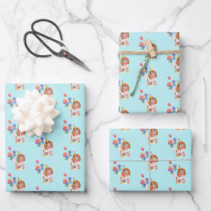 Blenheim Cavalier King Charles Spaniel Birthday  Wrapping Paper Sheet
