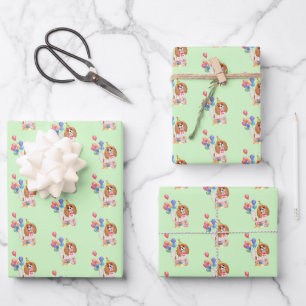Blenheim Cavalier King Charles Spaniel Birthday Wrapping Paper Sheet