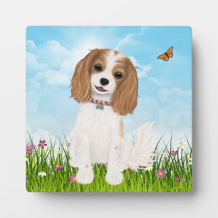 Blenheim Cavalier King Charles Spaniel in Flowers Plaque