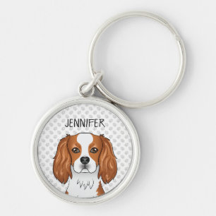 Blenheim Cavalier King Charles Spaniel & Name Keyc Key Ring