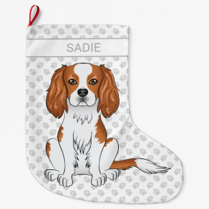 Blenheim Cavalier King Charles Spaniel & Name Large Christmas Stocking