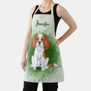 Blenheim Cavalier King Charles Spaniel On Green Apron