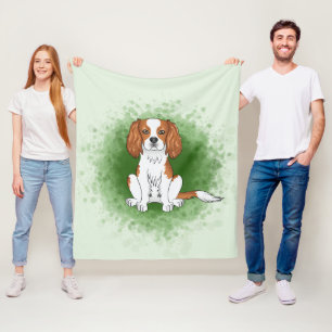 Blenheim Cavalier King Charles Spaniel On Green Fleece Blanket