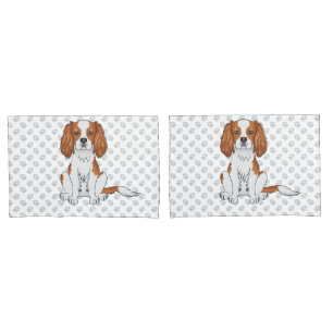 Blenheim Cavalier King Charles Spaniel & Paws Pillowcase