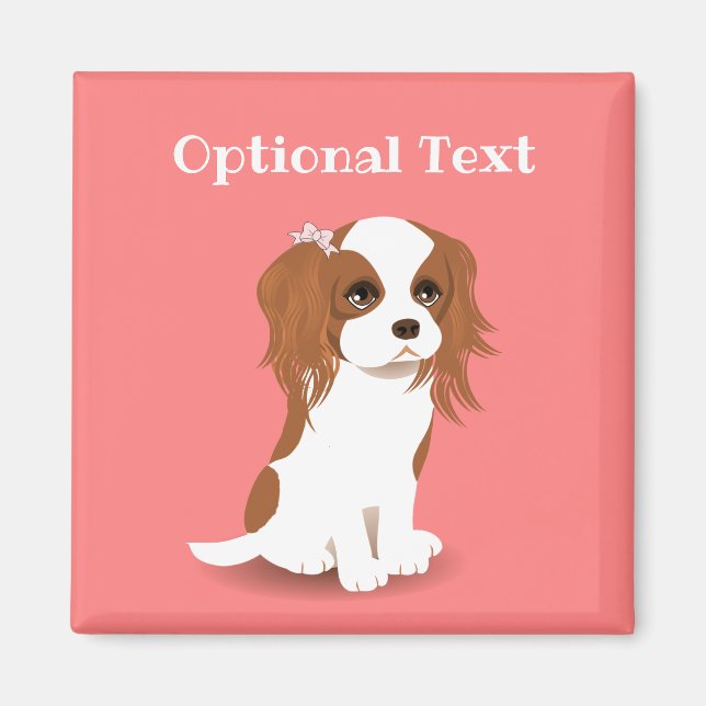 Blenheim Cavalier King Charles Spaniel Pink Magnet (Front)
