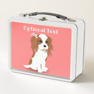 Blenheim Cavalier King Charles Spaniel Pink Metal Lunch Box