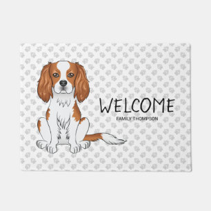Blenheim Cavalier King Charles Spaniel & Text Doormat