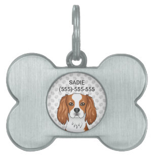 Blenheim Cavalier King Charles Spaniel & Text Pet ID Tag