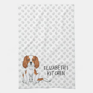 Blenheim Cavalier King Charles Spaniel & Text Tea Towel