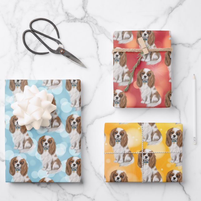 Blenheim Cavalier King Charles Spaniel  Wrapping Paper Sheet (Front)