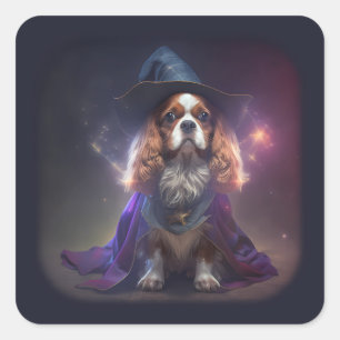 Blenheim Cavalier King Charles Wizard Square Sticker