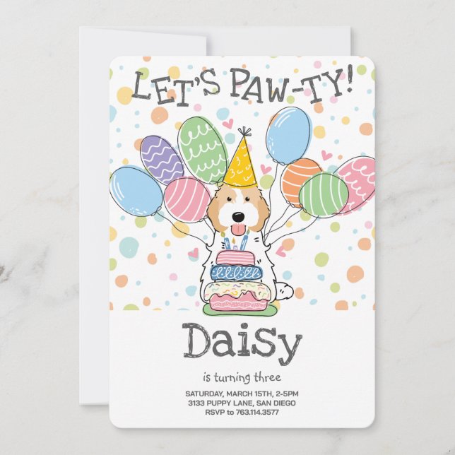 Blenheim Cockapoo Cavapoo Dog Birthday Party Invitation (Front)