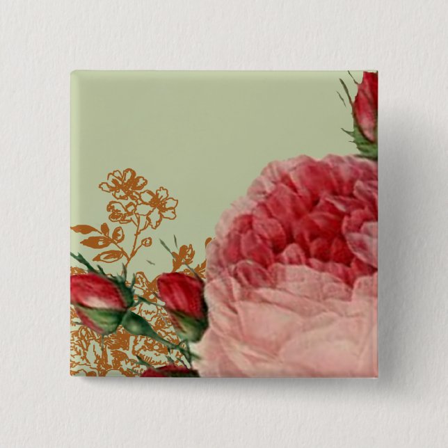 Blenheim Rose - Elegant Sage Green 15 Cm Square Badge (Front)