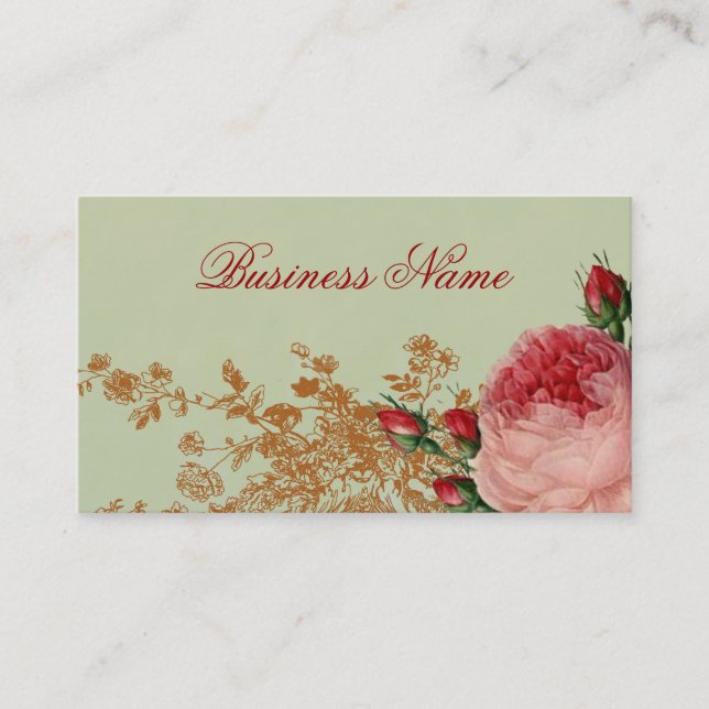 Blenheim Rose - Elegant Sage Green Business Card (Front)