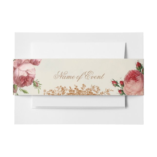 Blenheim Rose - Summer Sky Card Beautifully romant Invitation Belly Band (Front Example)