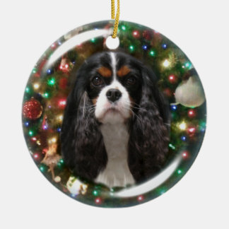 Blenheim & Tricolor Cavalier King Charles Spaniel Ceramic Tree Decoration