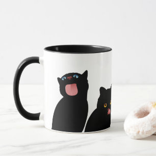 Blep! Black Cats Licking Windows Mug