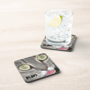 Blep Cat tounge Stickers Coaster