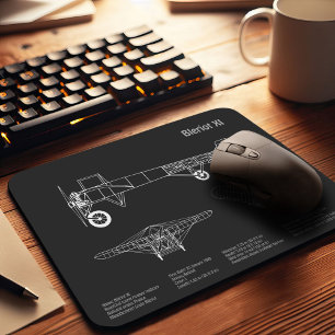 Bleriot XI - Aeroplane Blueprint Drawing Plans PD Mouse Mat