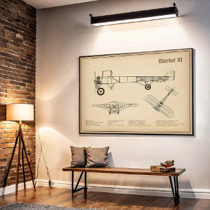 Bleriot XI - Aeroplane Blueprint Drawing Plans SD Poster