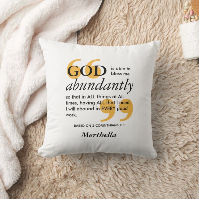 BLESS ABUNDANTLY 2 Cor 9 8 Positive Affirmation Cushion (Blanket)