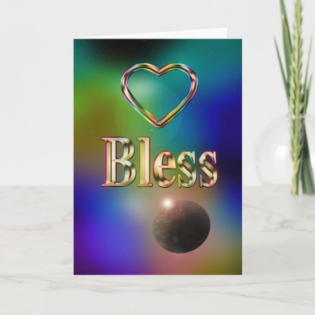 Bless Blue cosmos rainbow constellation planet Card (Front)