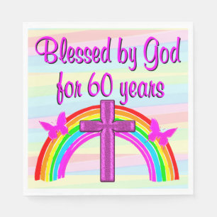 BLESS BY GOD 60TH BIRTHDAY PAPER NAPKINS