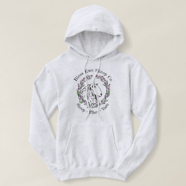 Bless Ewe Sheep Co - Lavender Design  Hoodie (Design Front)