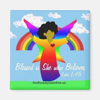 Bless is She who Believes Angel magnet