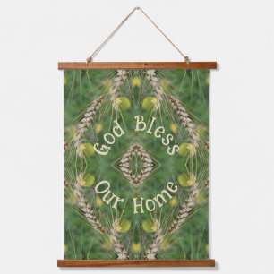 Bless Our Home Dried Grass Abstract Hanging Tapestry