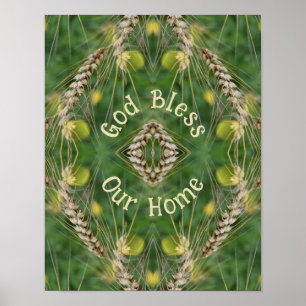Bless Our Home Dried Grass Abstract Poster