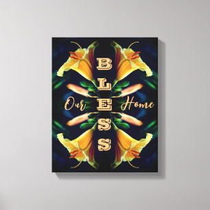 Bless Our Home Lily Flower Abstract Canvas Print