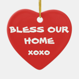Bless Our Home Simple Script Cute Christmas Ceramic Tree Decoration