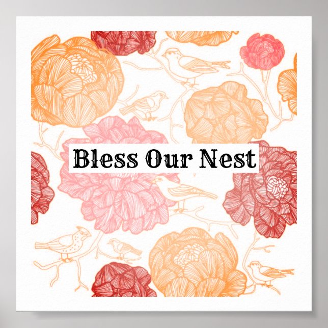 Bless Our Nest Bird Wall Art Home Decor (Front)