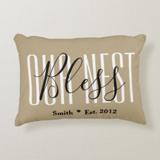 Bless Our Nest Cust Name/Est Date Farmhouse Pillow