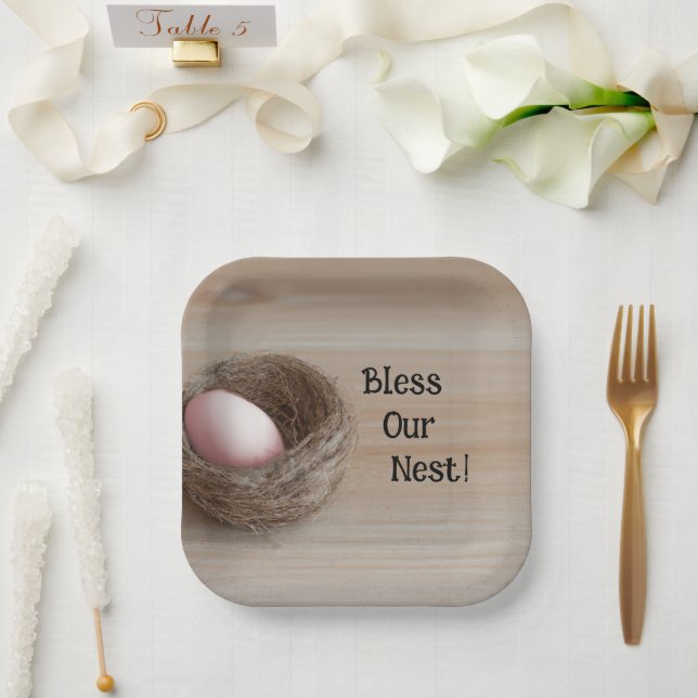 Bless Our Nest, Nesting Party Paper Plate (Wedding)