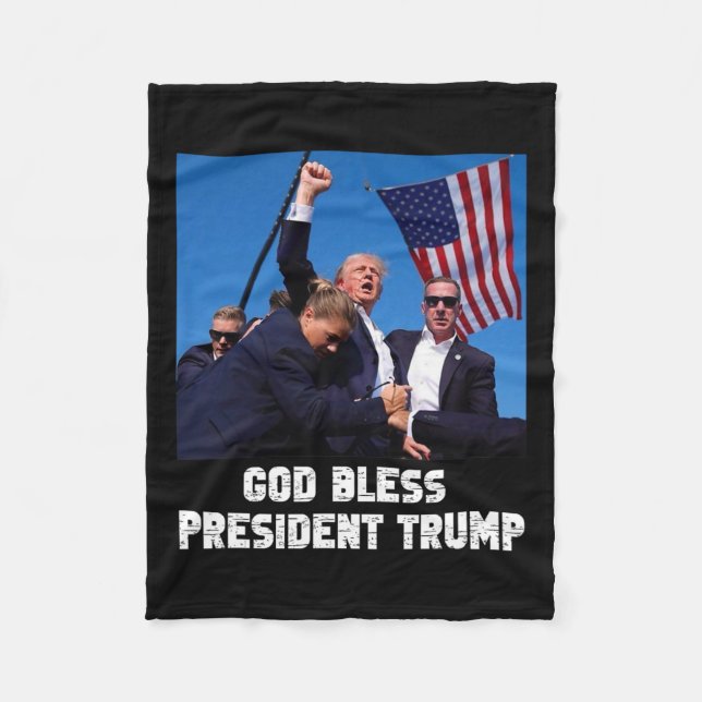 Bless President Trump Trump 2024 Voting  Fleece Blanket (Front)