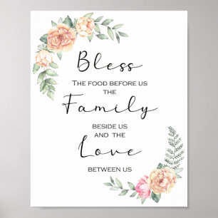 Bless the Food Before us Kitchen Prayer Poster