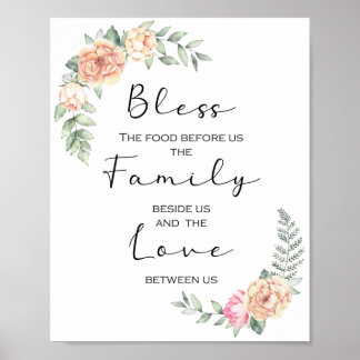 Bless the Food Before us Kitchen Prayer Poster