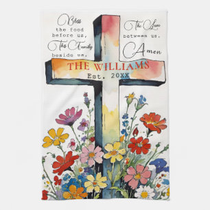 Bless The Food Before Us Prayer Tea Towel