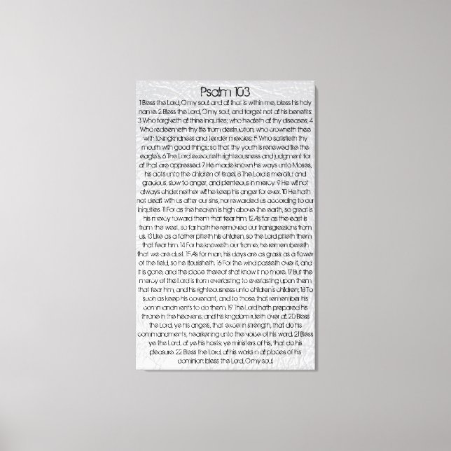 Bless the Lord O my soul bible verse Psalm 103 Canvas Print (Front)