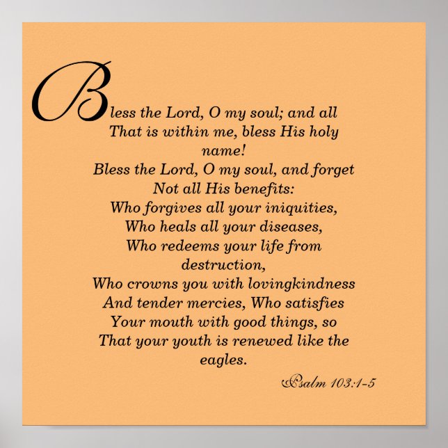 Bless the Lord, O my soul Poster (Front)