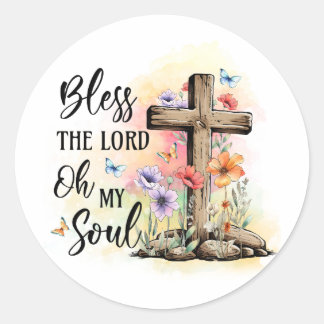 Bless the Lord stickers with cross, Christian gift