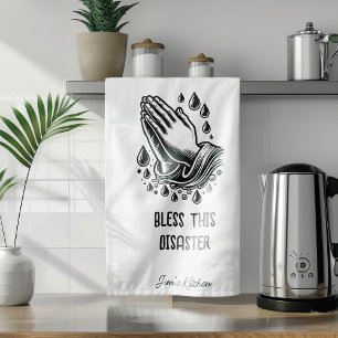 Bless This Disaster Funny Personalised  Tea Towel