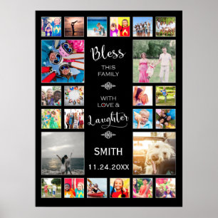 Bless this Family with love 24 Photo Collage Poster