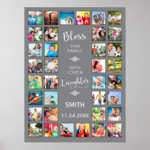 Bless this Family with love 32 Photo Collage Poster