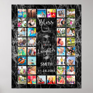 Bless this Family with love 32 Photo Collage Poster
